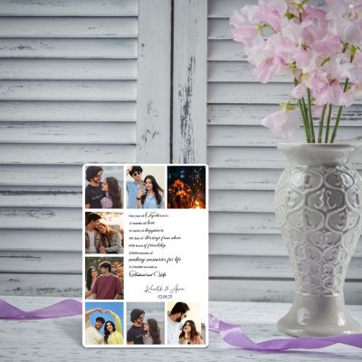 Personalized First Anniversary Photo Collage Frame, Gift for Wedding Day Husband and Wife Keepsake, 1st Anniversary Gift For Couples Stand Pin Included